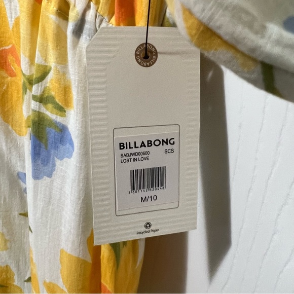Billabong Lost In Love White and Yellow Maxi Dress Sz M NWT - Picture 7 of 8
